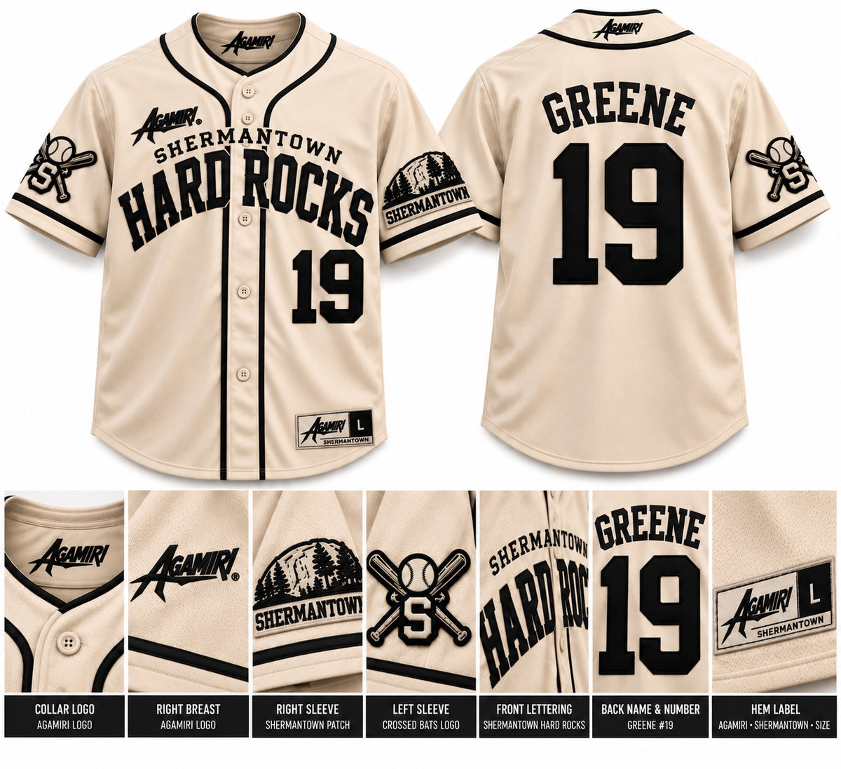 Shermantown Hard Rocks Greene 19 jersey front back and closeups